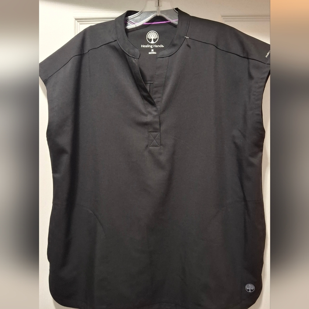 Healing Hands Black Scrub Top